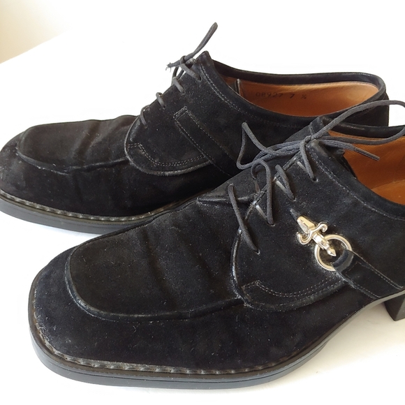 Cesare Paciotti Suede Lace Up Oxfords Loafers Black Size 7 - Picture 10 of 16